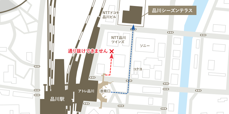 [地図] 品川駅から品川シーズンテラスまで